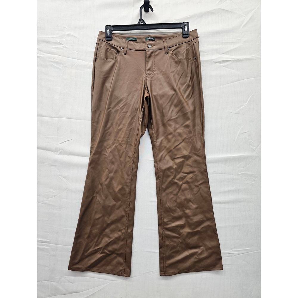Wild Fable Womens Brown Faux Leather Low-Rise‎ Flare Pants Size 10 NWT 331070918